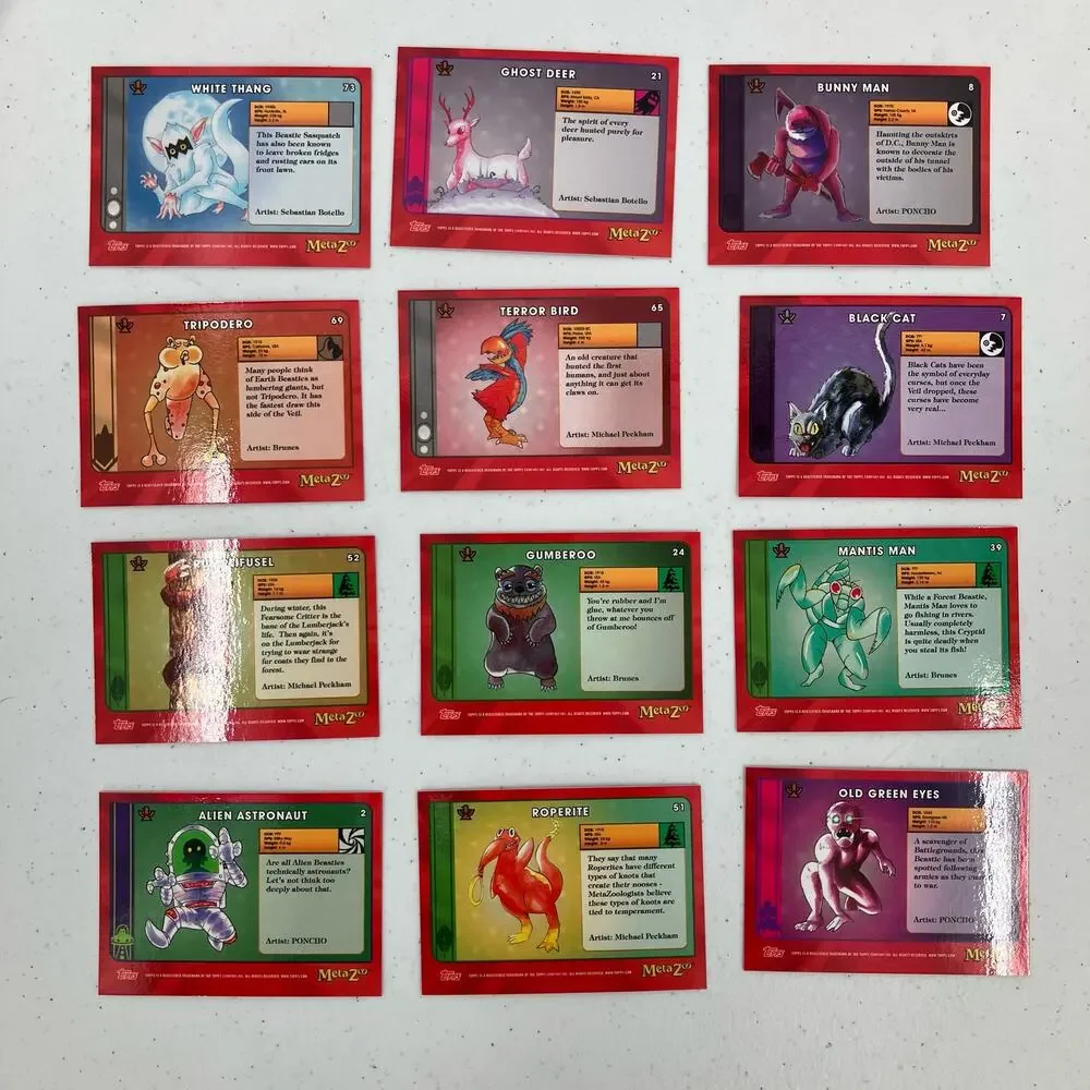 Topps MetaZoo Cryptid Nation Tripodero Roperite Mixed Lot 12 Trading Game Cards